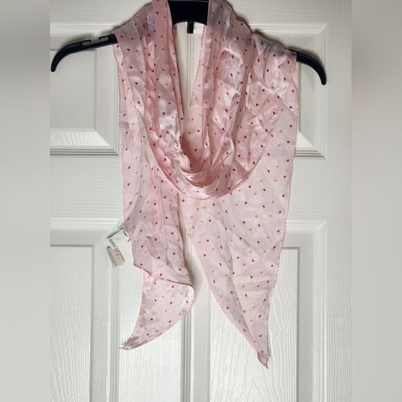 NWT American Eagle Outfitters Pink Polka Dots 100% SILK 65"×8" Women Scarf Wrap - Picture 7 of 8